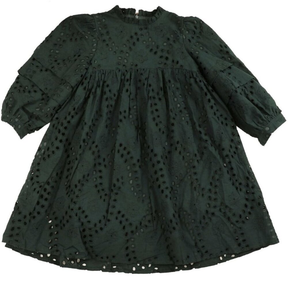 Belati Forest Green Eyelet Dress